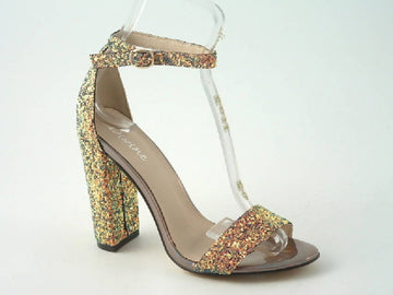 Glitz Shoes Divine Block High Heel Glitter Sandal Glitz Shoes